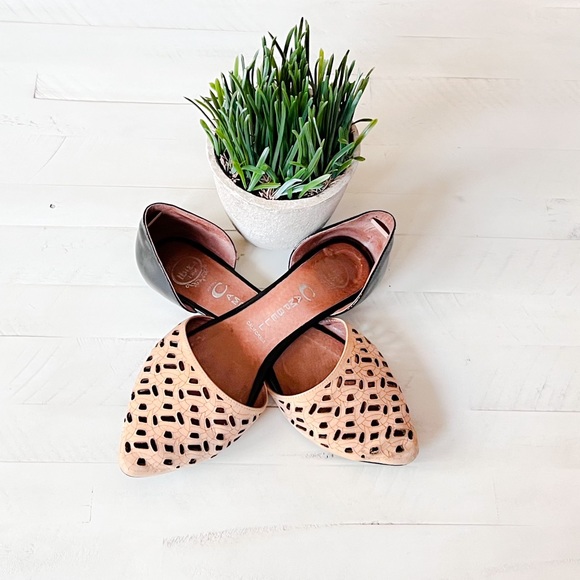 Jeffrey Campbell Ibiza Last D’orsay Boho Cutout Leather Flats Size 9 - Picture 7 of 14